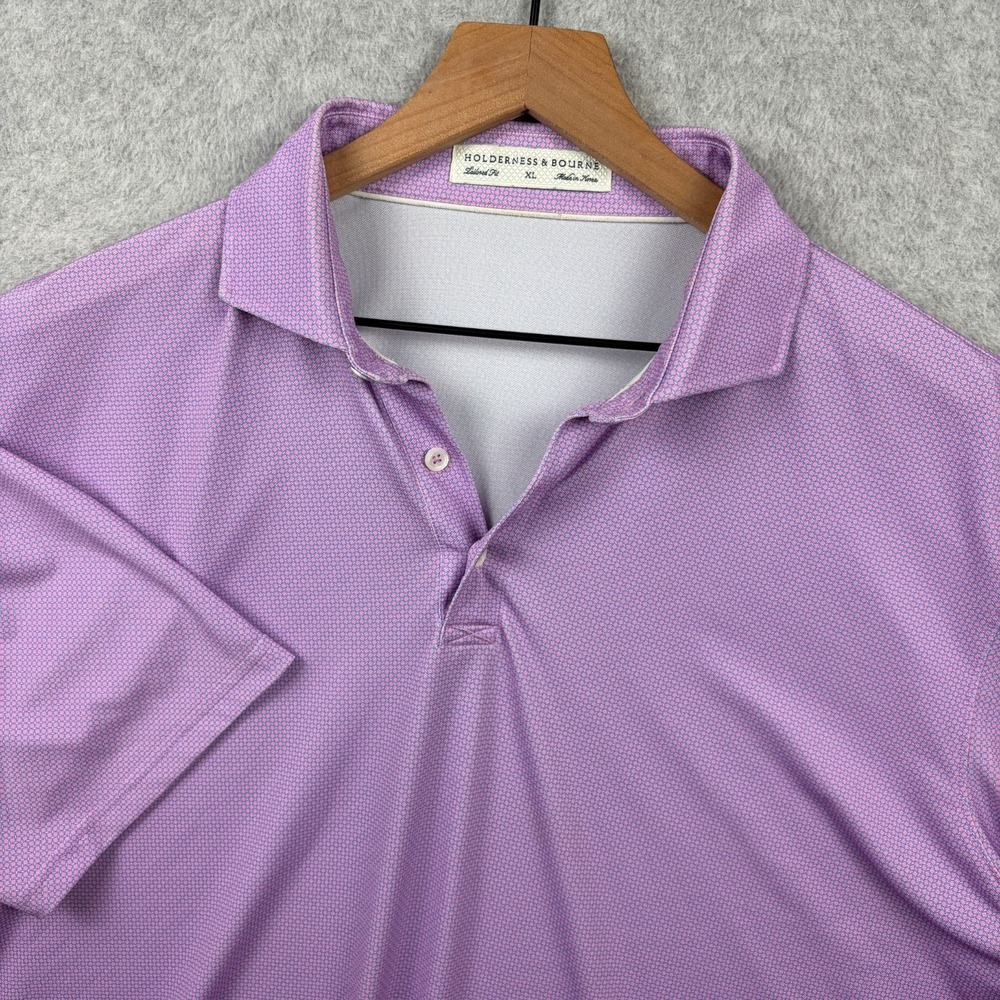 Holderness & Bourne Polo Shirt Mens XL The Porter Geometric Golf Performance